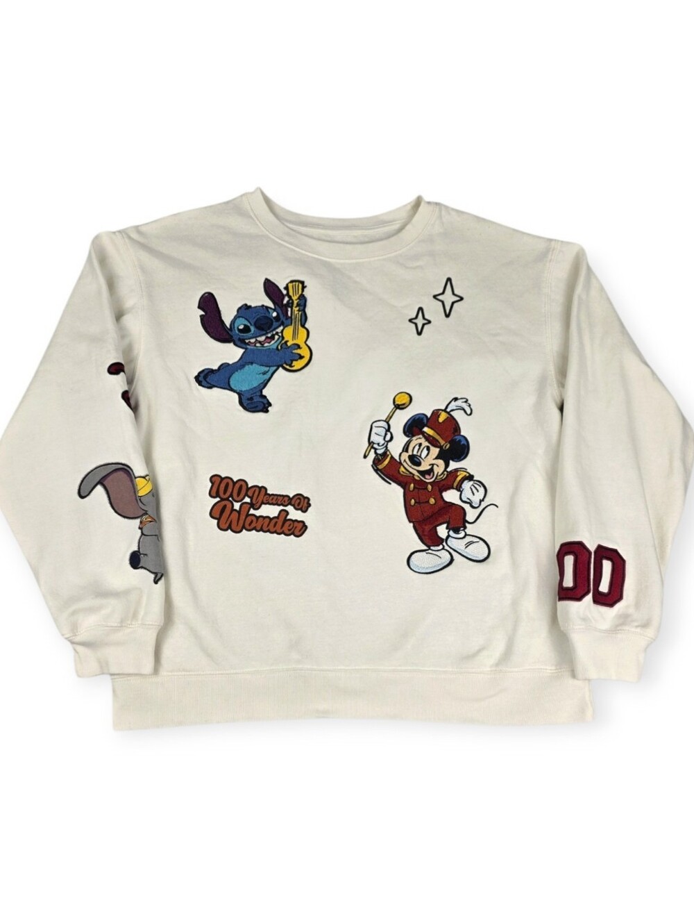 Disney 100 Years of Wonder Crewneck Sweatshirt Size Large Juniors (11-13) White